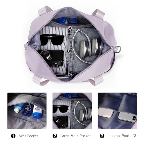 Large Duffle Bag For Travel Women Men TSA Approved Personal Item Work Bag (A19-purple-expandable / Large)