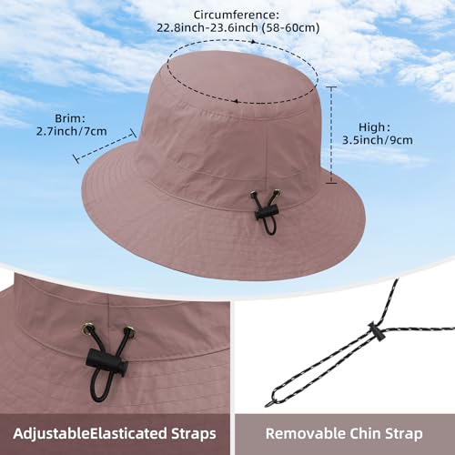 Waterproof Bucket Hats for Woman UPF 50+ Sun Hat Dusty Pink (Dusty Pink)