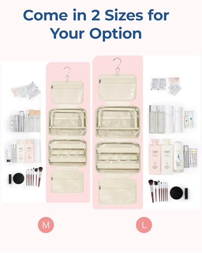 Travel Toiletry Bag with Jewelry Organizer (Beige-2 / Style2-medium Size)