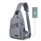 Crossbody Sling Bag Men Women (Leather Grey / Large)