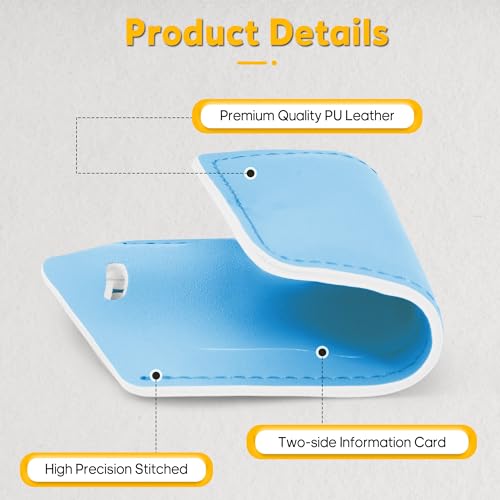 8 Pack Leather Luggage Tags for Suitcases Travel Tag (Light Blue)