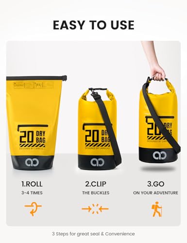 Dry Bag Waterproof Backpack with Phone Pouch 5L (Lemon Yellow / 30L)