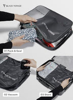 Black Voyage Reusable Vacuum Compression Travel Bag for Carry (Gray (1-Pack+P) / Medium)
