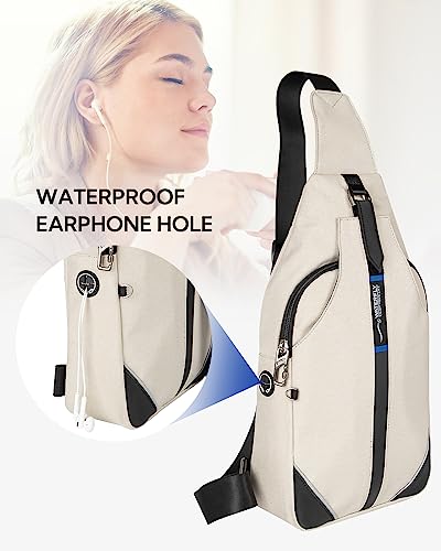 Medium Crossbody Sling Backpack Anti Theft Backpack for Traveling Chest Shoulder Bag (White(medium))