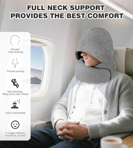 Hat style travel neck pillow (Light Grey)
