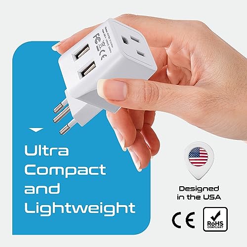 Brazil Travel Adapter Plug With Dual USB (Pearl white)