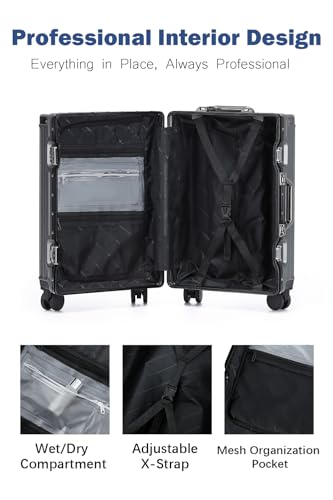 26 Inch Checked Zipperless Luggage with Cup Holder (Gray (PC+Aluminum) / Checked in 26inch)