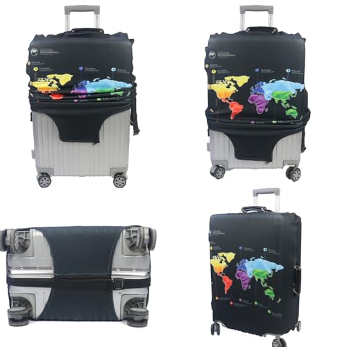 Thicker Luggage Cover Elastic Suitcase Cover Protector Fits 18 (Abstract Map / L)
