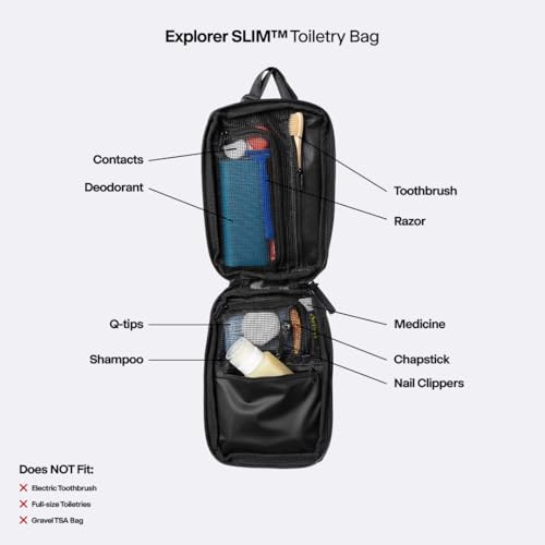 Explorer Slim Hanging Water Resistant Travel Toiletry Bag (Black / Slim)