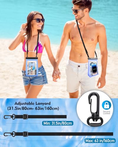 Large Waterproof Phone Pouch (Clear Blue, Extra Large Opening 5.9'')