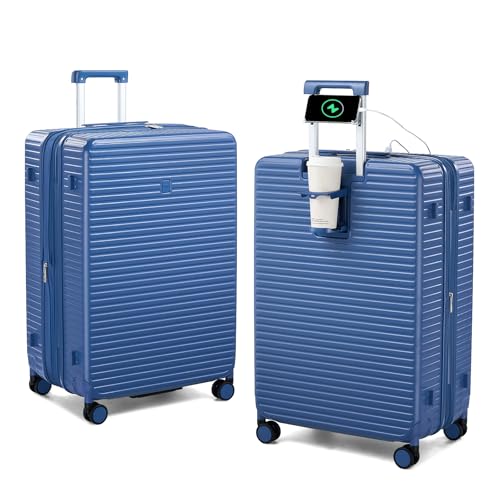 Hard Case 28 Inch Checked Luggage with Wheels (Interstellar Blue / Expandable 28 Inch)