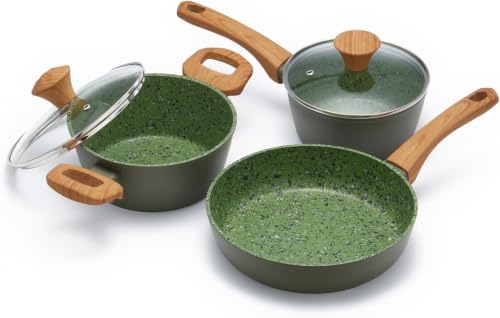 3 Piece Nonstick Set (Green / 3-Piece Set,9.25" skillet)