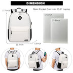 School Backpack for Teen Girls & College Women (D56-beige / 15.6 Inch)