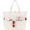 Beach Bag Waterproof Sandproof Women Beach Tote Pool Bag with Zipper for Gym Grocery Travel with Wet Pocket (Khaki White)