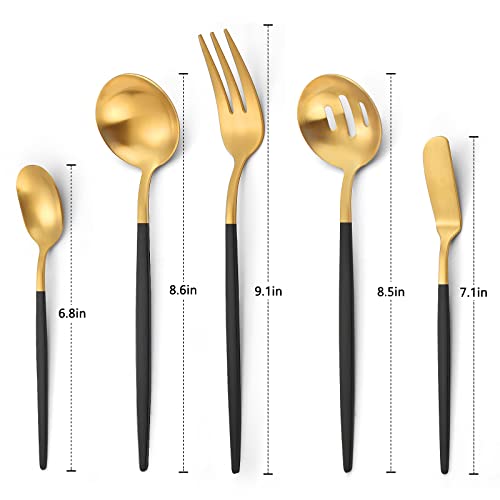 Matte Black Gold Serving Silverware Set (Matte Black Gold)