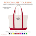 Medium Classic Personalized Monogram Canvas Tote Bag for Women (Red)