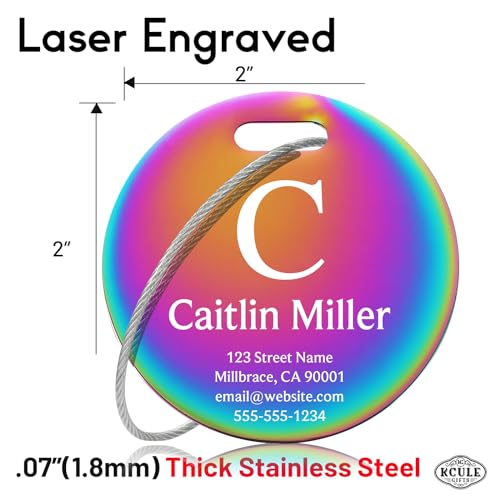 Custom Stainless Steel Luggage Tags (Elegant Circle-rainbow)