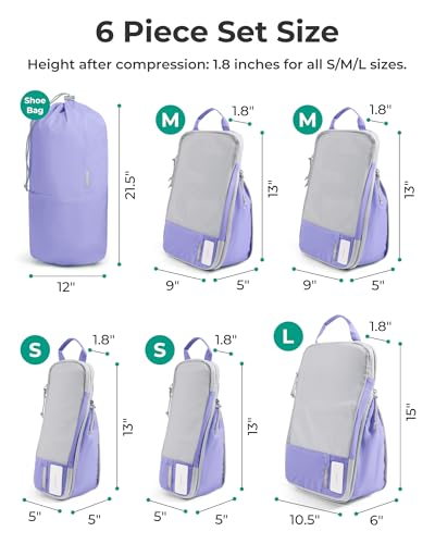 6 Set Compression Packing Cubes for Travel (Very Peri / Set of 6)