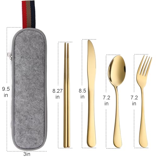 Travel Utensils with Case (Gold)