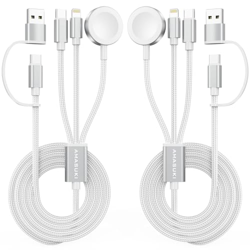 2Pack Travel Essentials for Apple Watch Charger (White / 2pack-4ft)