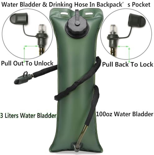 Tactical Water Hydration Pack Military 3L Water Bladder Carrier Backpack Leakproof for Running Jogging Cycling Hiking (Tan Khaki & Black)