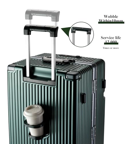 Super Large Aluminum Frame Zipperless Checked Luggage Front Pocket (B3-Forest green / 30in)