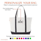 Medium Classic Personalized Monogram Canvas Tote Bag for Women (Black)