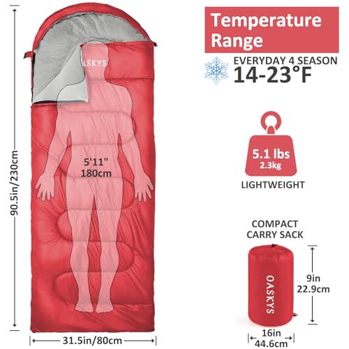 Camping Sleeping Bag (Red 5.1lb)