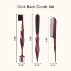 Conair Slick Back Tail Comb Set, 3-Pack with Fine Tooth Tail Comb, Edge Brush, and Smoothing Brush for Teasing, Parting, and Smoothing Sleek Hair Styles, Control Hair Flyaways