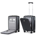 Grace Carry On Luggage with Wheels Airline Approved Hard Shell Suitcases with Front Pocket (Jet Black / 20 Inch-2)