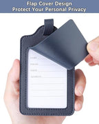 Leather Luggage Tags for Suitcases (Blue / 4 Pack)