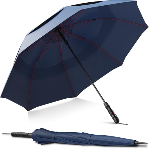 Windproof Travel Umbrellas for Rain (Blue)