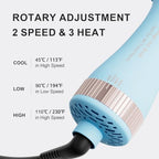 Travel Dual Voltage Hair Dryer Brush and Styler (50mm Oval / Sky Blue&rose Gold)