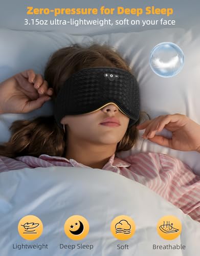 3D Contoured Sleep Mask with Bluetooth Headphones (Gray)