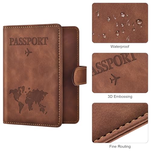 Passport Holder for Travel Essentials (brown / Magnetic Clasp)