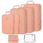 Lightweight Compression Packing Cubes for Suitcases (Peach / 7 Set)