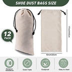 12 Pcs 8 x 17 in Single Shoe Bags for Travel with Drawstring