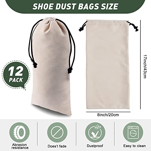 12 Pcs 8 x 17 in Single Shoe Bags for Travel with Drawstring