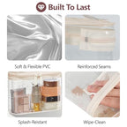 Clear Makeup Bag for Travel (Bright Beige / Mixed Size Series (1 Medium + 1 Large))