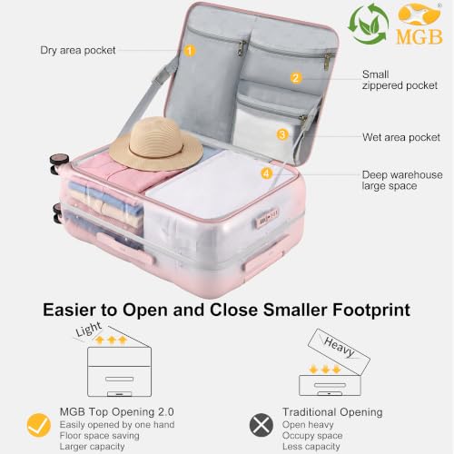 26 Inch Large Checked Luggage Hard Shell Suitcase Top Opening (26 Inch / Pink)