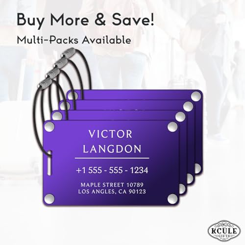 Personalized Luggage Tags for Suitcases (Pure Text-purple-largename)