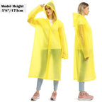 Reusable Rain Poncho with Hood and Sleeves for Adults (2pcs, Yellow)