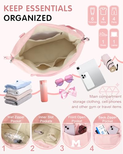 Dance Gym Duffel Bag Gifts for Girls Teen (Pink / M)