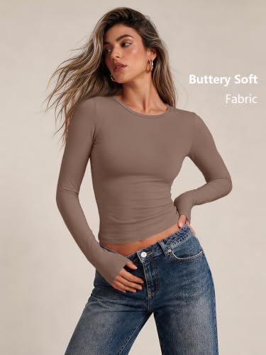 Womens Long Sleeve Shirts Basic Compression Tops Coffee Grey S (Small / Coffee Grey)