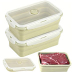 Collapsible Silicone Food Storage Containers Set with Lid & Air Ven (2x2000ml Green)