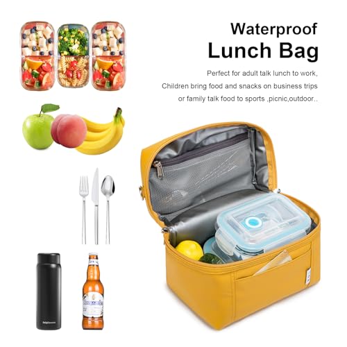 NOL Insulated Lunch Bags for Women Cooler Bag Lightweight Nylon Waterproof Lunch Box for Work Small Earth (Earth-yellow / Small (4 Liters))