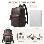 Vegan Leather Laptop Backpack for Women Fits 16 Inch Laptop (Two-toned Coffee)
