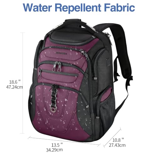 Travel Laptop Backpack 17.3 Inch XL Computer Backpack for Men (Black/Burgundy / 17.3 inch)