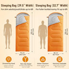 Sleeping Bag for Adults (Orange / 87"x29.5")