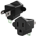 2 Pack ETL Listed 3 Prong to 2 Prong Adapter Converter (2 Pack / Black)